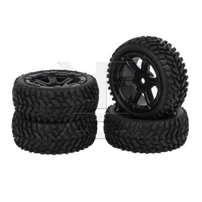 BQLZR 4x RC1:10 Plastic 6-Spoke Wheel Rim w/ Rubber Tyre Kit for On Road & Rally Car