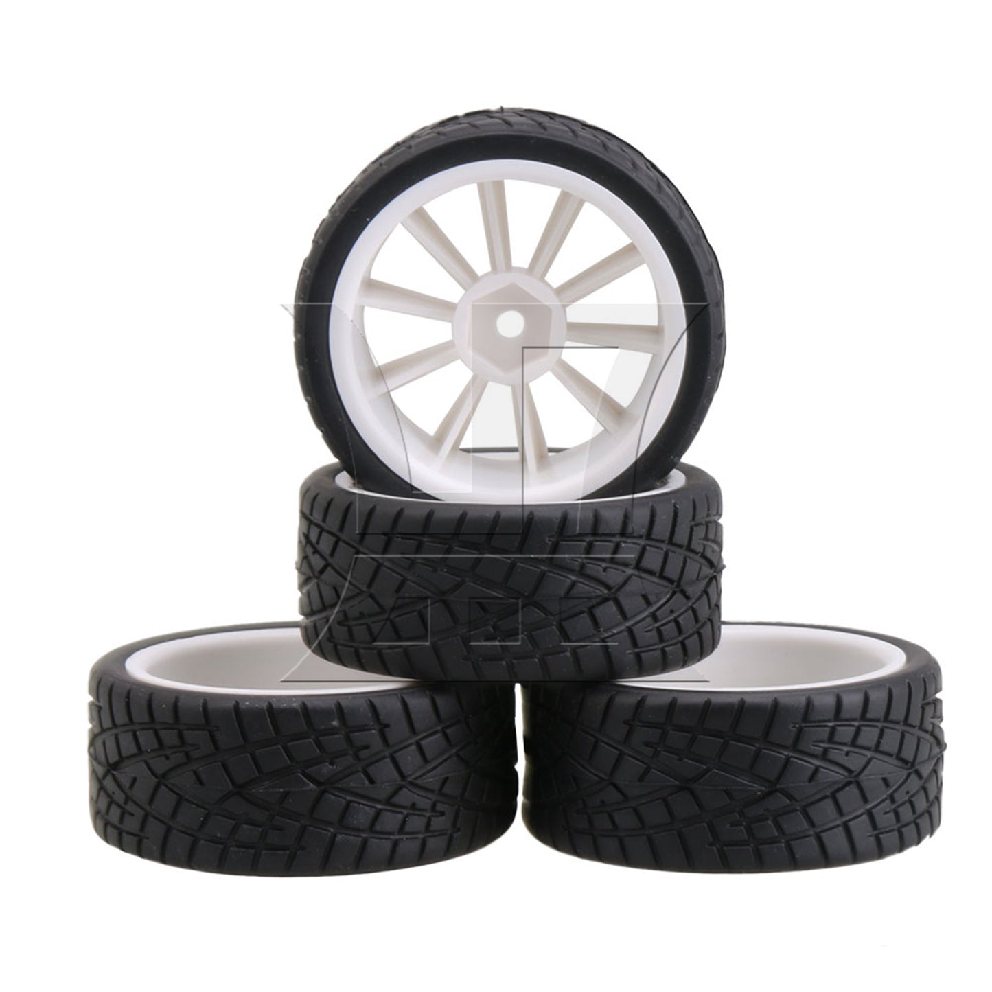 BQLZR Plastic 10-Spoke Wheel Rim for RC1:10 On Road Racing Car Set of 4 White