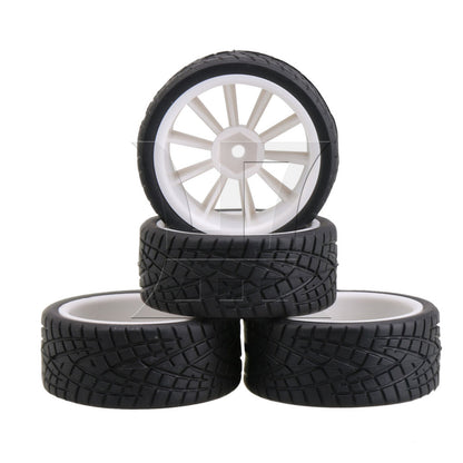 BQLZR Plastic 10-Spoke Wheel Rim for RC1:10 On Road Racing Car Set of 4 White