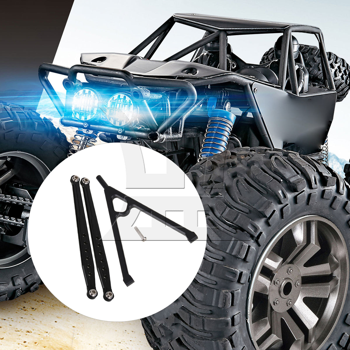 BQLZR Black Front Chassis Y-Link &Suspension Link for AXIAL RC1:10 Buggy