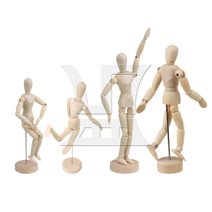 BQLZR  5.5" Posable Wooden Mannequin Figure Human Model for Drawing w/ Base