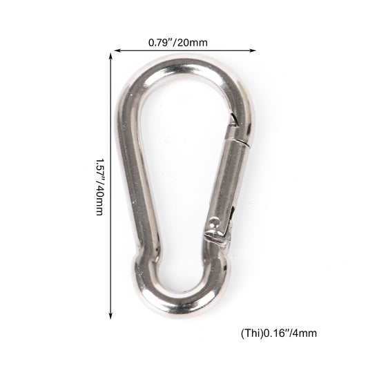 BQLZR 1.6x0.8x0.2Inch Stainless Steel Spring Snap Hook for Wire Rope Link Pack of 25