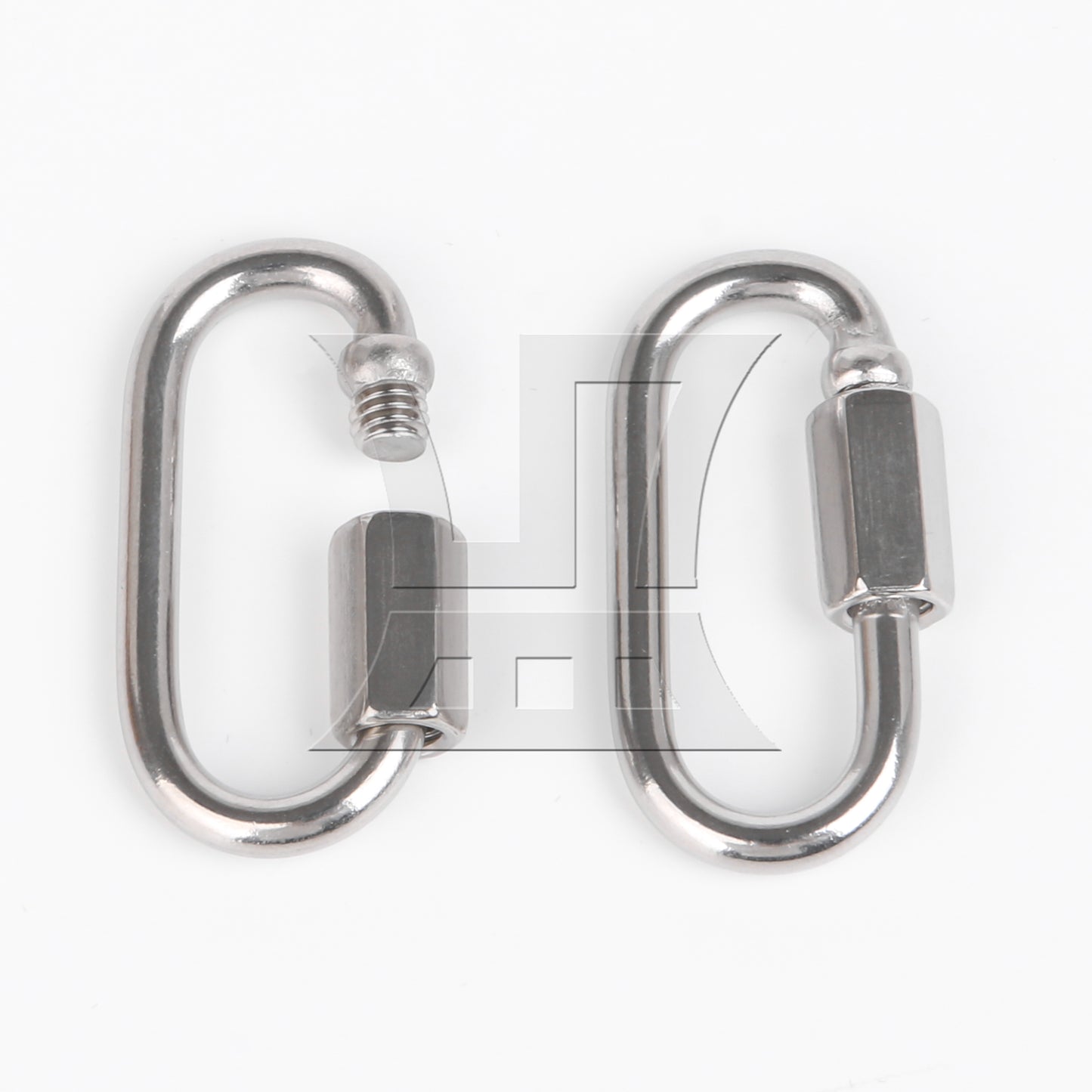 BQLZR 25 Pieces 35x20mm Stainless Steel Oval D Shape Keychain Connector Silver M3.5