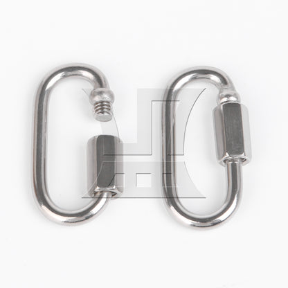 BQLZR 25 Pieces 35x20mm Stainless Steel Oval D Shape Keychain Connector Silver M3.5