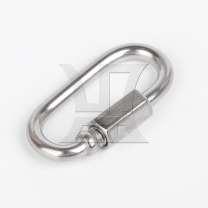 BQLZR 25 Pieces 35x20mm Stainless Steel Oval D Shape Keychain Connector Silver M3.5