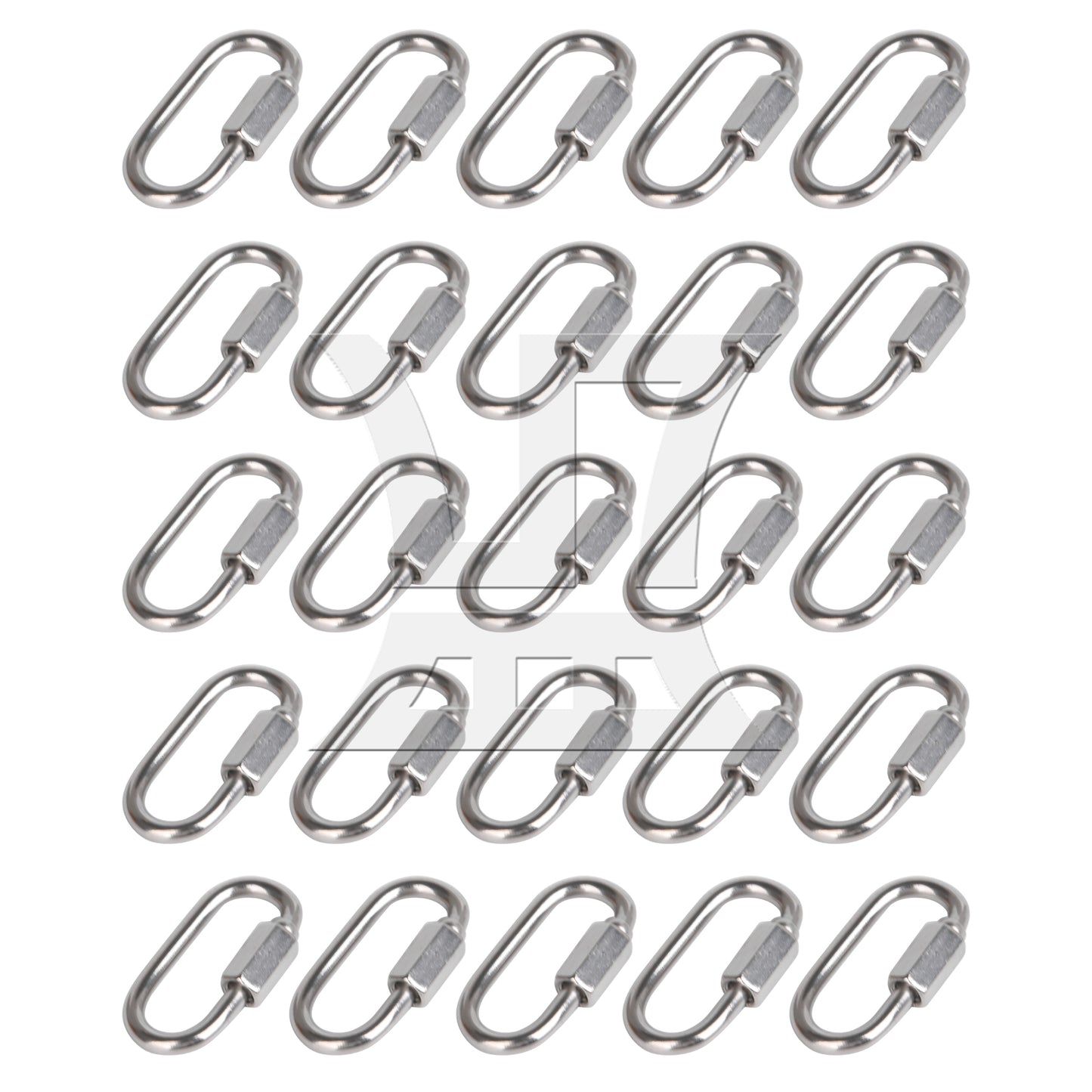 BQLZR 25 Pieces 35x20mm Stainless Steel Oval D Shape Keychain Connector Silver M3.5