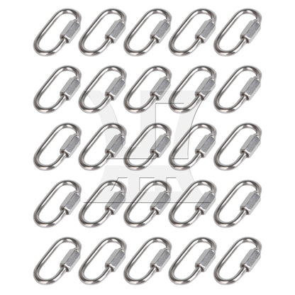 BQLZR 25 Pieces 35x20mm Stainless Steel Oval D Shape Keychain Connector Silver M3.5