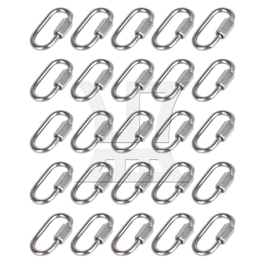 BQLZR 25 Pieces 35x20mm Stainless Steel Oval D Shape Keychain Connector Silver M3.5