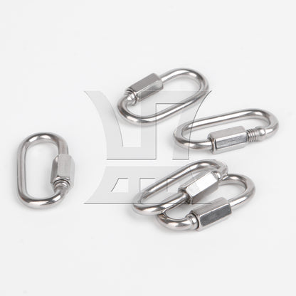BQLZR 25 Pieces 35x20mm Stainless Steel Oval D Shape Keychain Connector Silver M3.5