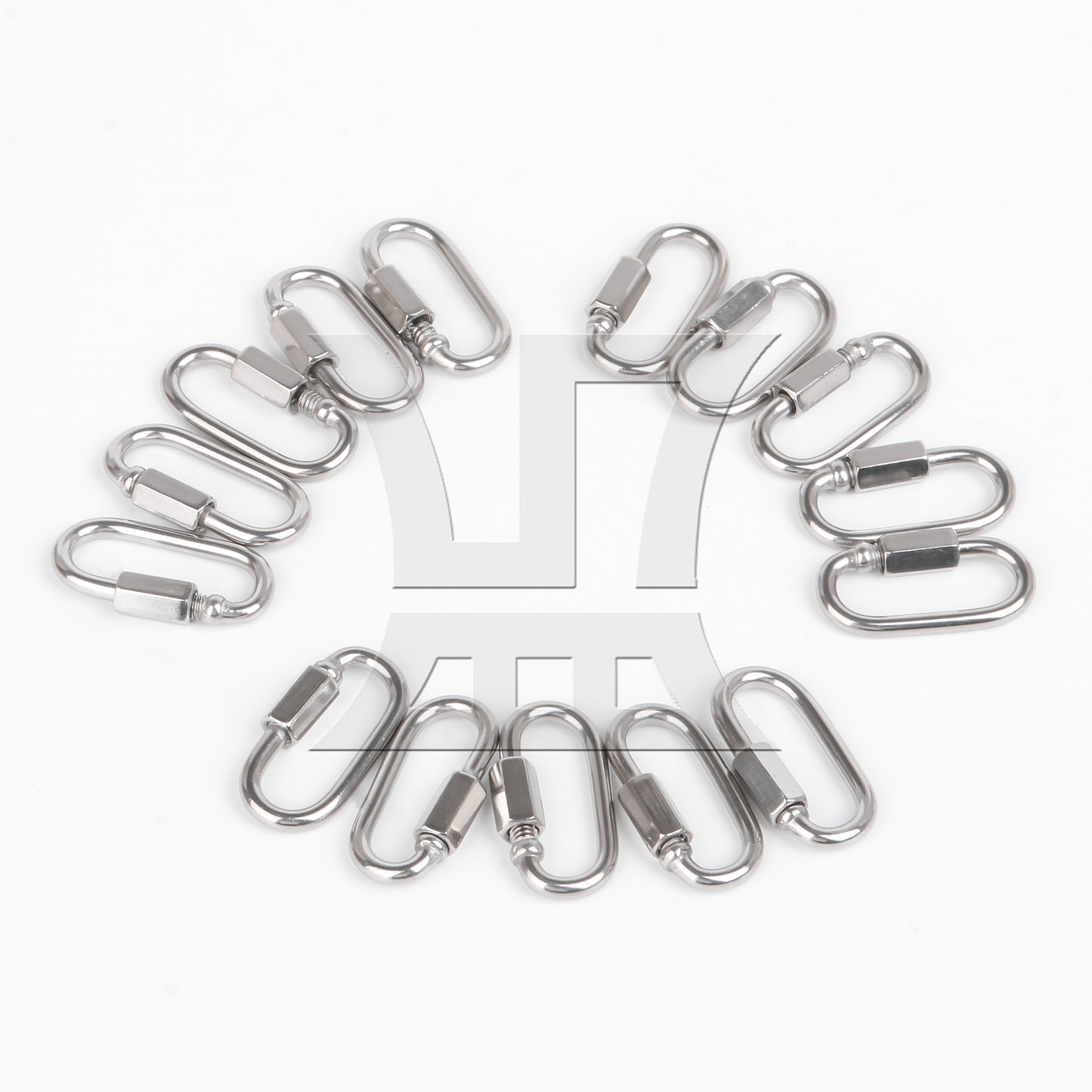 BQLZR 25 Pieces 35x20mm Stainless Steel Oval D Shape Keychain Connector Silver M3.5