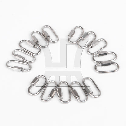 BQLZR 25 Pieces 35x20mm Stainless Steel Oval D Shape Keychain Connector Silver M3.5