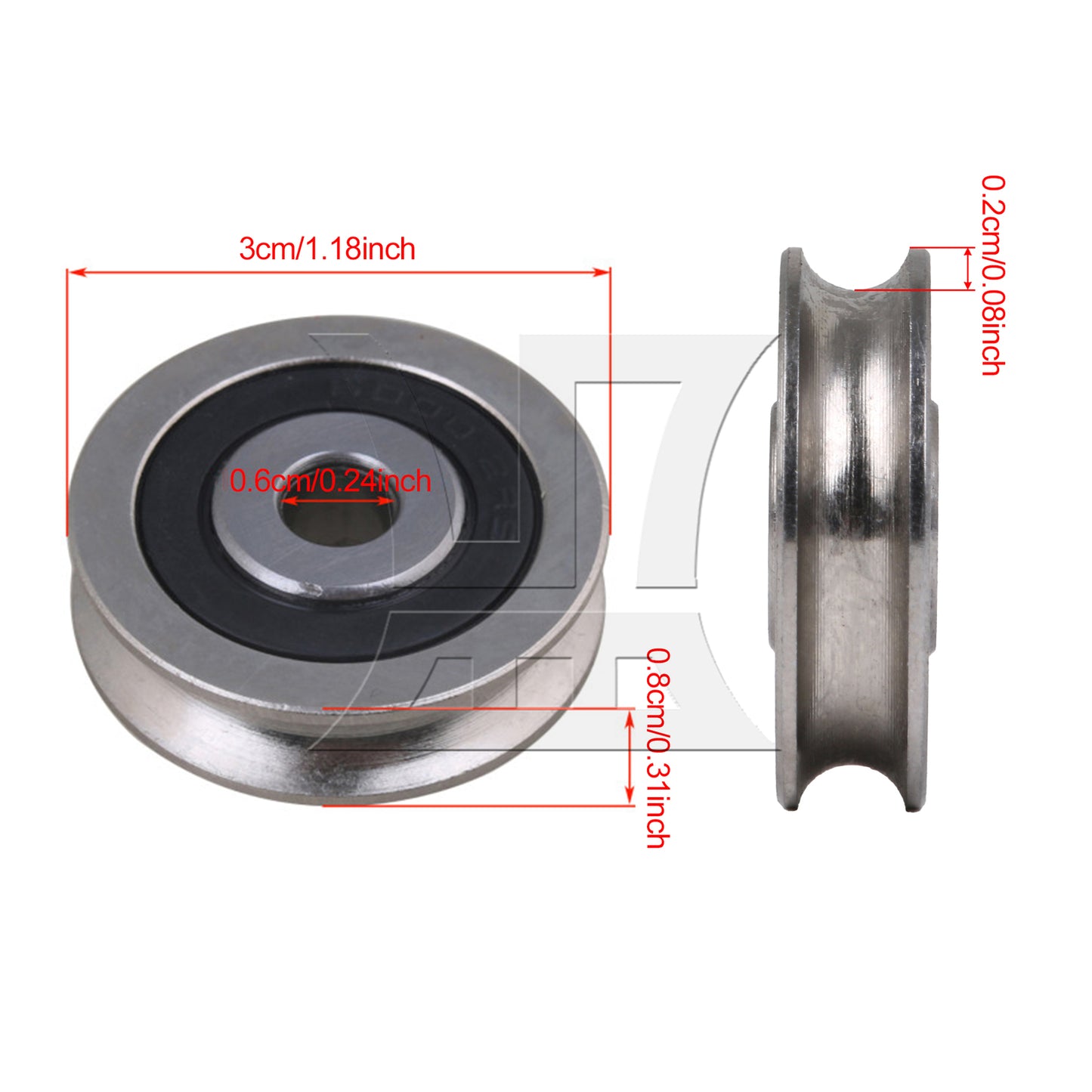 BQLZR Steel Bearings Pulley Wheel U Slot 6mm ID x 30mm OD x 8mm T 782 LBS