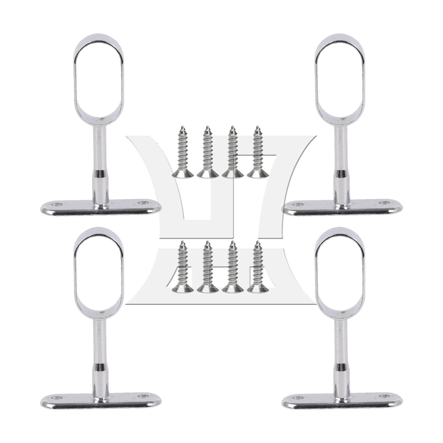 BQLZR 16mm Zinc Alloy Oval Closet Rod Middle Support Hanging Pass Pack of 2