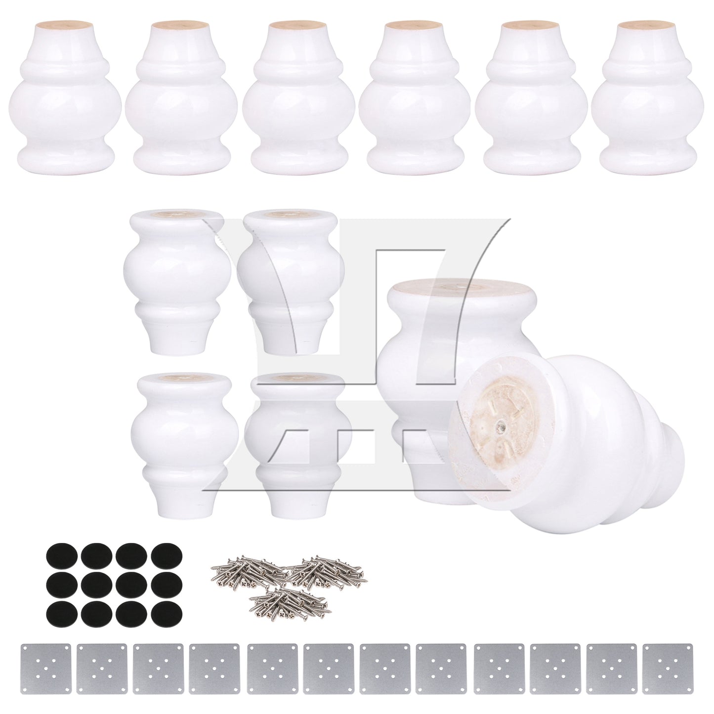 BQLZR  90x65x40mm White Wooden Gourd-shaped Home Furniture TV Cabinet Sofa Legs