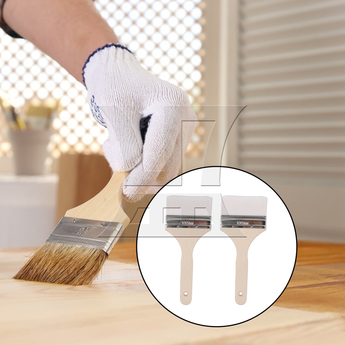 BQLZR Soft Bristles Painting Brush w/ Wood Handle for Water-Based Paint 4"