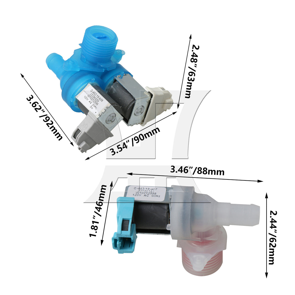 BQLZR Washing Machine Inlet Valve AC120V Replacement Parts for Washing Machine