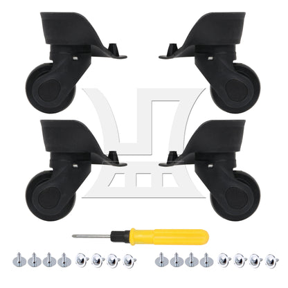 BQLZR Black Left Luggage Suitcase Wheels 360 Swivel Replacement W041-2S with 4 Screw