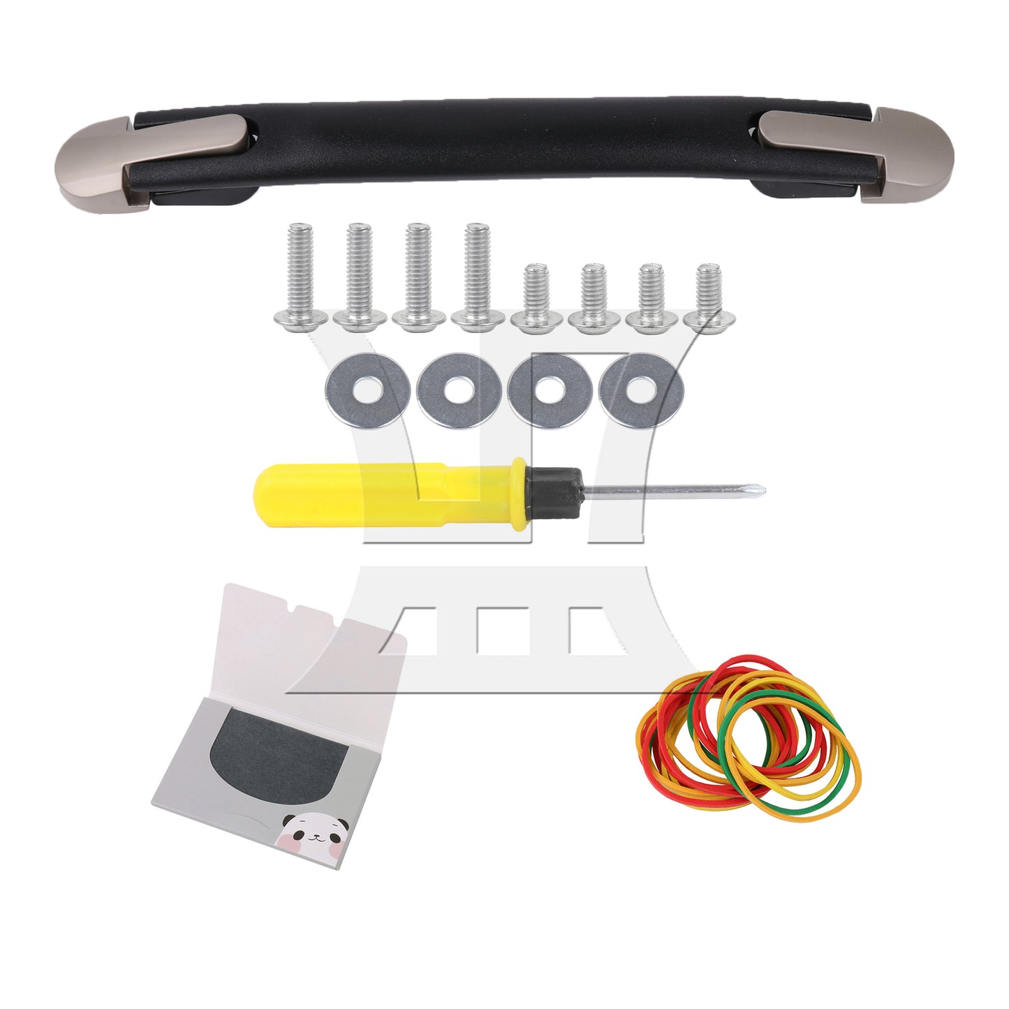 BQLZR 7.87" Black Luggage Handle w/ Screw Multicolor Rubber Bands Double-sided Stick