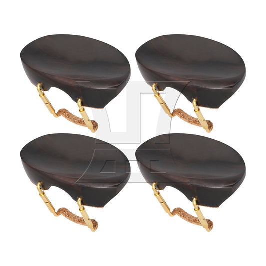 4 Pieces 4/4 Ebony Violin Chinrest with Standard Bracket for Play Dark Brown