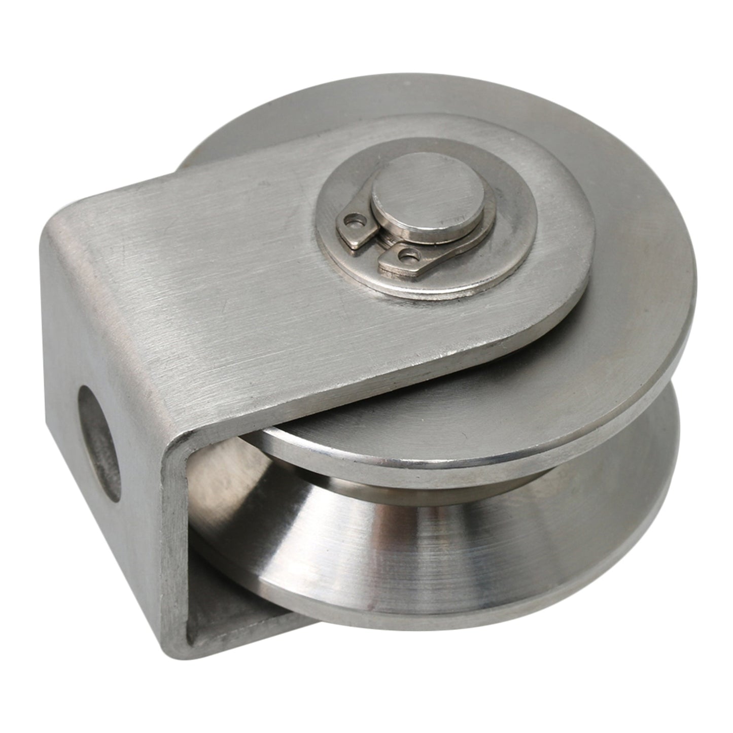 BQLZR 5.3x4.8x3.8cm Silver 201 Stainless Steel V Type Large Fixed Pulley Industrial Heavy Duty Pulley for Lifting Guide Wheel