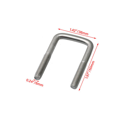 BQLZR Silver Stainless Steel Square U Bolts with Locking Nuts and Washers Replacement Parts for Fixing The Tube