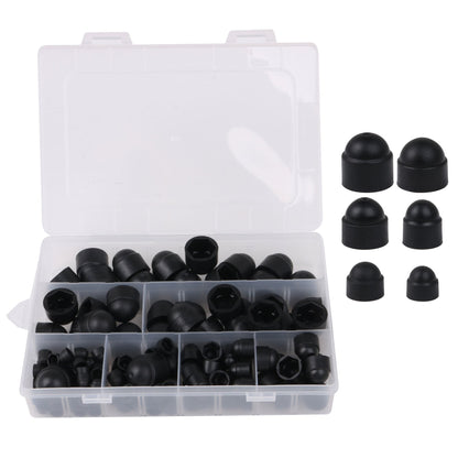 BQLZR Nylon Nut Cover Black Hexagon Bolt Cap M4 5 6 8 10 12 w/ Storage Box Pack of 145
