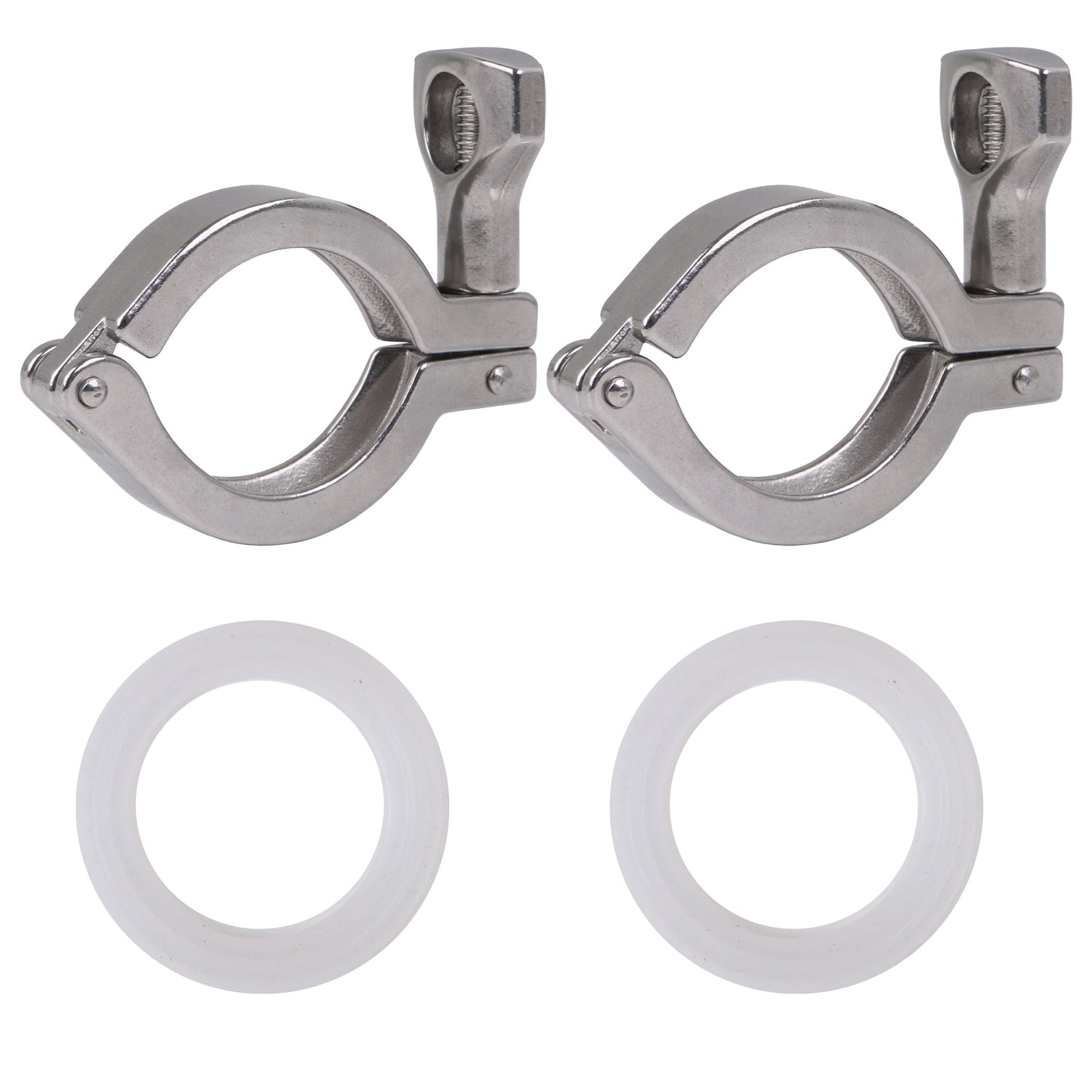 BQLZR Stainless Steel 304 Single Pin Tri Clamp for 1.5inch Tube with Gasket Pack of 2