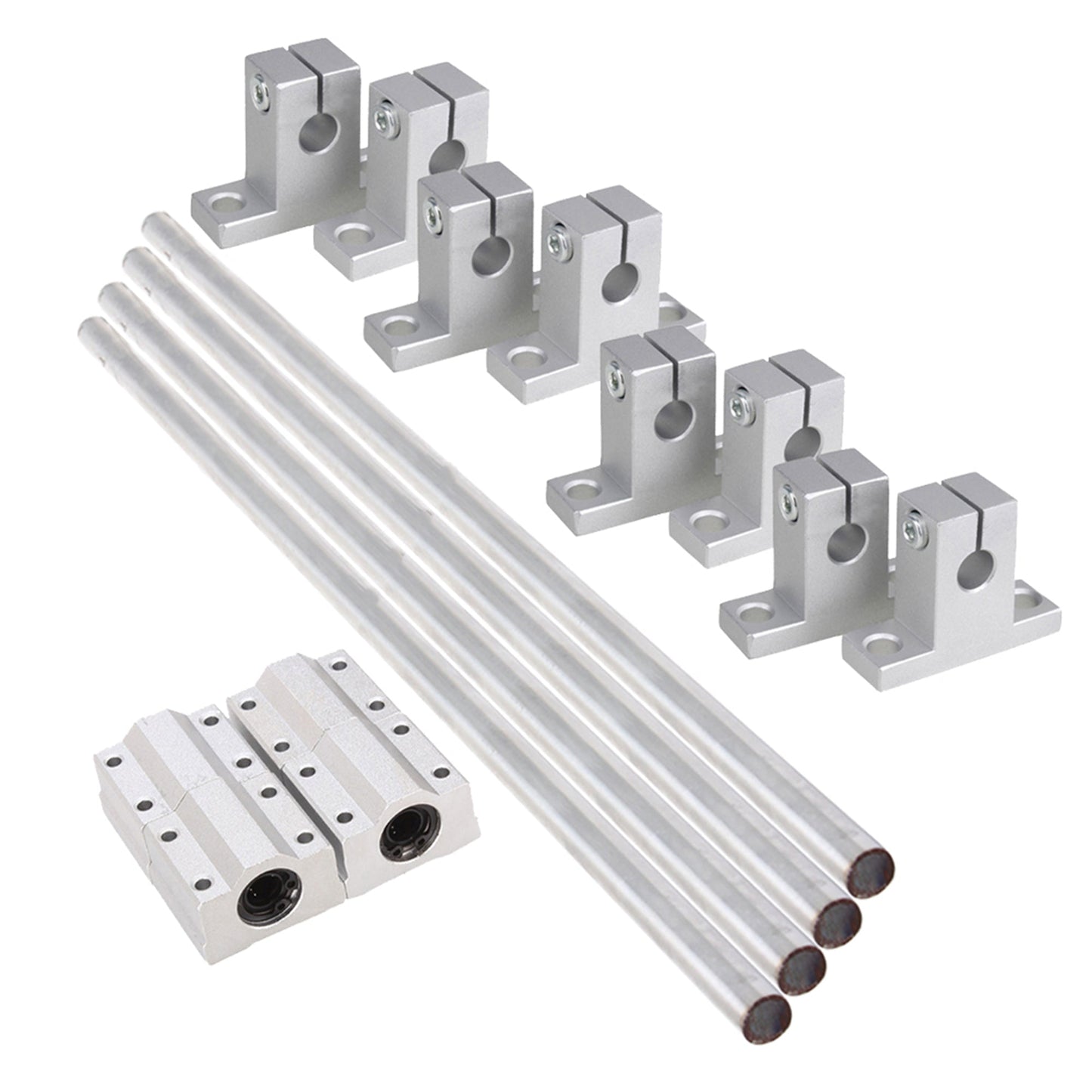 BQLZR Metal Linear Ball Bearing Slide Set with Optical Axis Rail Support Pack of 4