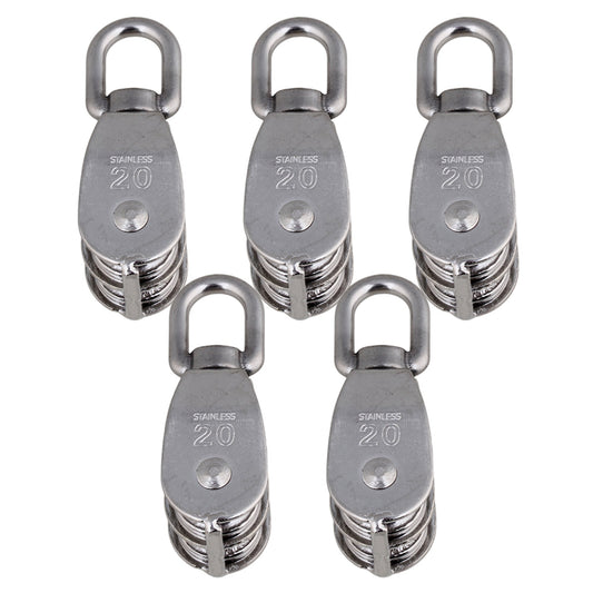 BQLZR Double Wheels Pulley Block M20 Silver Stainless Steel for Wire Crane Pack of 5