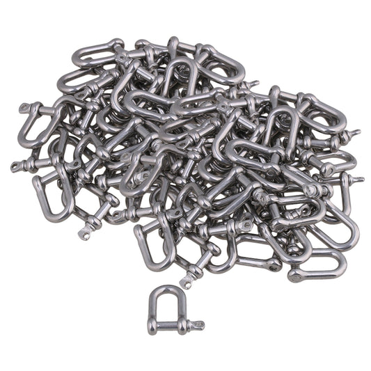 BQLZR D Shackle Silver Stainless Steel Anchor Bow Shape M4 for Steel Wire Pack of 50