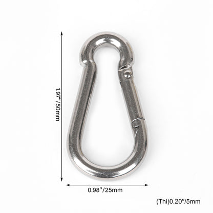 BQLZR 51.7x25x6.3mm Stainless Steel Spring Snap Hook for Wire Rope Link Pack of 100