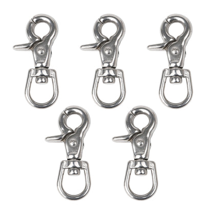 BQLZR Stainless Steel Swivel Lobster Clasp Snap Hooks 2.6inchx0.5inchx1.3inch Silver Pack of 5