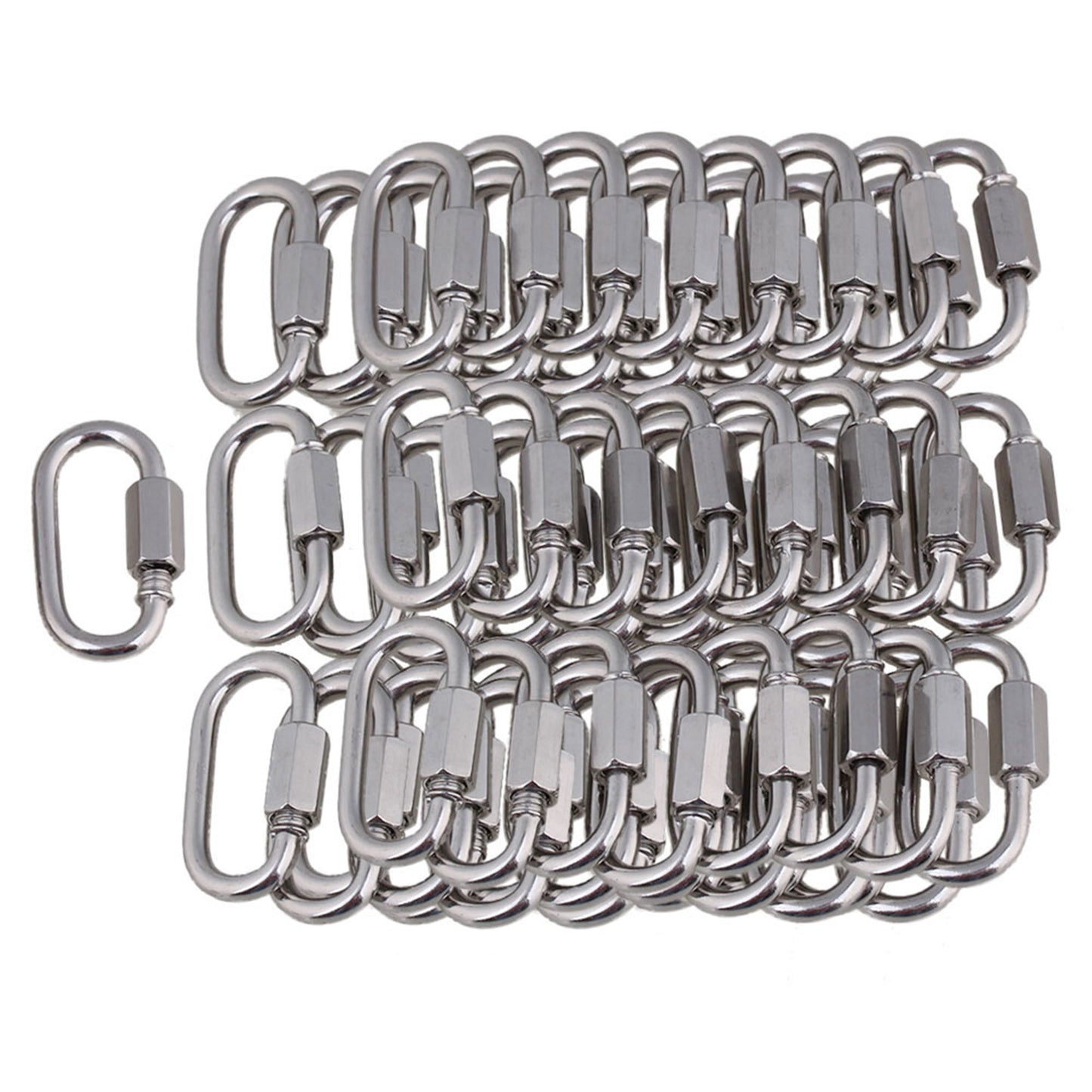 BQLZR 304 Stainless Steel Quick Link Locking Chain M3.5 Connectors Silver Pack of 50