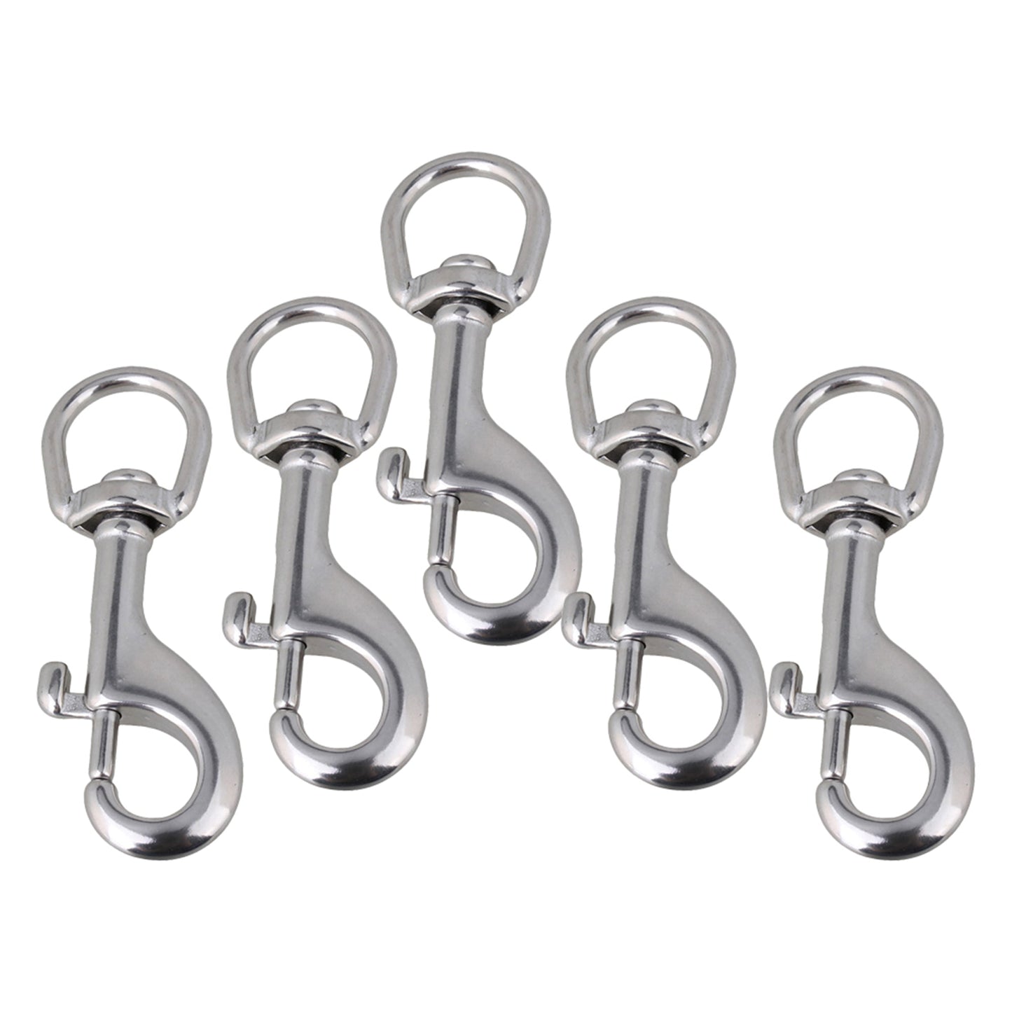 BQLZR Stainless Steel Single Swivel Bolt Snap Clip 90mm Silver for DIY Craft Pack of 5