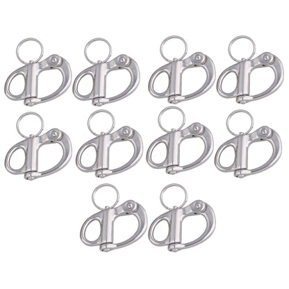 BQLZR 35mm Silver Stainless Steel Fixed Bail Snap Shackle Rigging Sailing Boat Yacht Marine Hard Set of 10