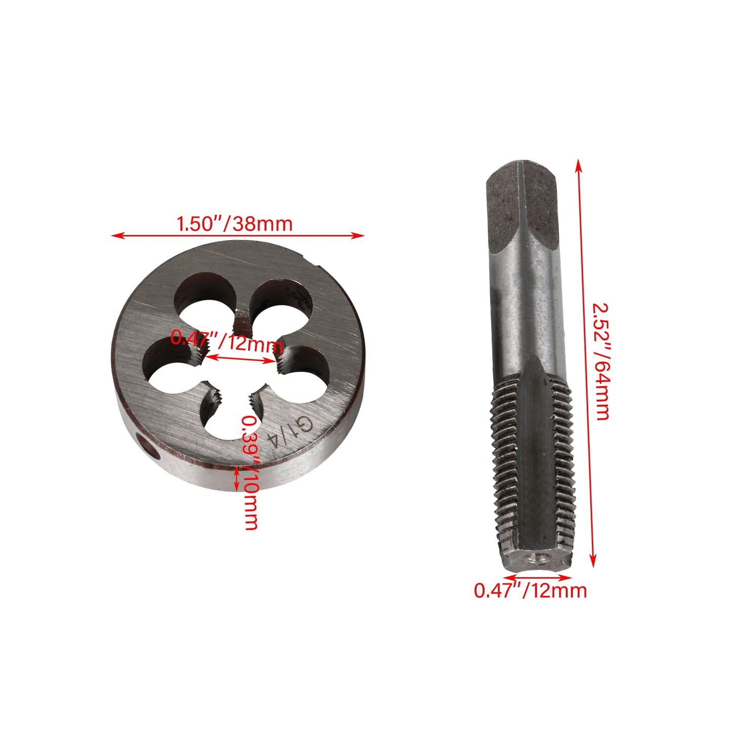 BQLZR BSP 1/4 Threading Bearing Steel Hand Taps Industry Thread Repair Kit Silver